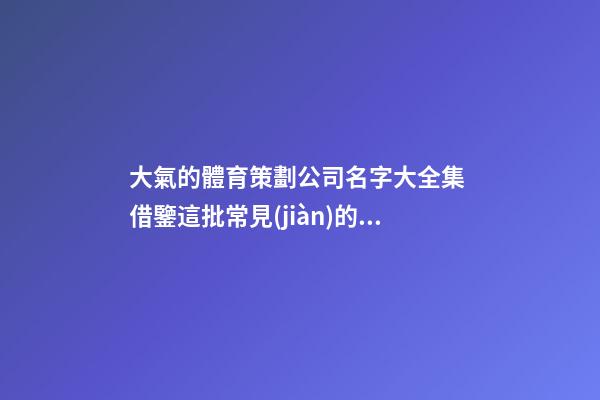 大氣的體育策劃公司名字大全集 借鑒這批常見(jiàn)的好名-第1張-公司起名-玄機(jī)派